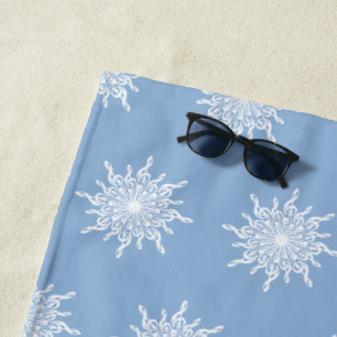 Winter Blue Ornamental G-Clef Snowflake Muster Strandtuch