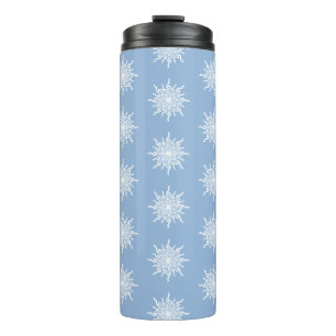 Winter Blue Ornamental G-Clef Snowflake Muster Thermosbecher