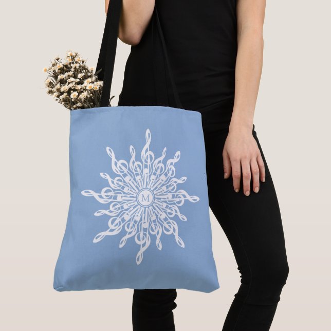 Winter Blue Ornamental Monogram G-Clef Snowflake (Von Nahem)