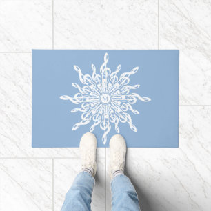 Winter Blue Ornamental Monogram G-Clef Snowflake Fußmatte