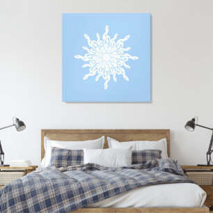 Winter Blue Ornamental Monogram G-Clef Snowflake Leinwanddruck