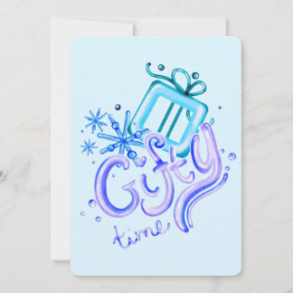 Winter Blue Purple Thank You Card with Snowflakes  Dankeskarte
