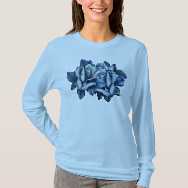 Winter Blue Rose Long Sleeve T-Shirt (Vorderseite)