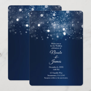 Winter Blue Silver funkelnde Lichter Hochzeit Einladung