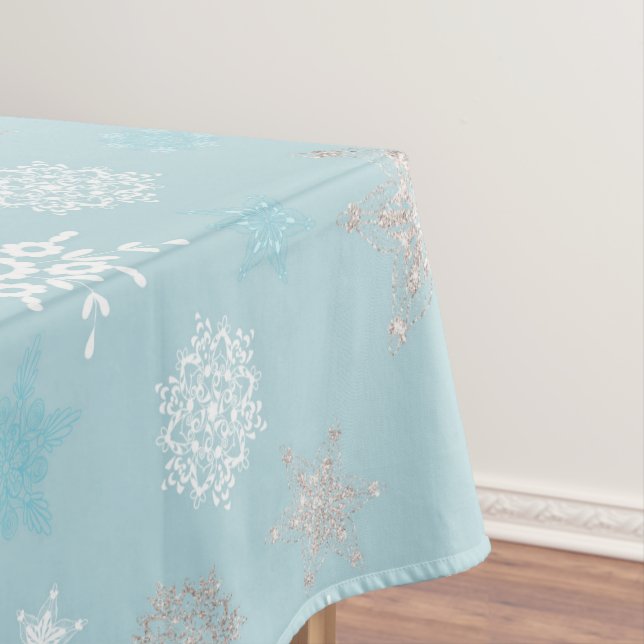 Winter Blue Silver Snowflake Muster Tischdecke (Beispiel)