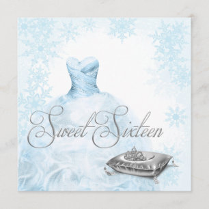 Winter Blue Snowflake 16 . Geburtstag Party Einladung