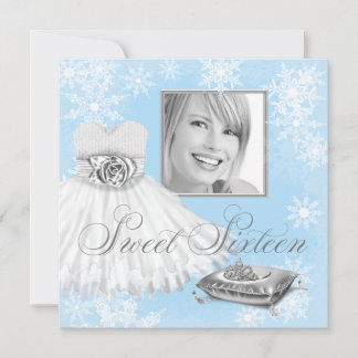 Winter Blue Snowflake Foto 16 . Geburtstag Party Einladung