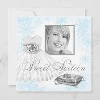 Winter Blue Snowflake Foto 16 . Geburtstag Party Einladung