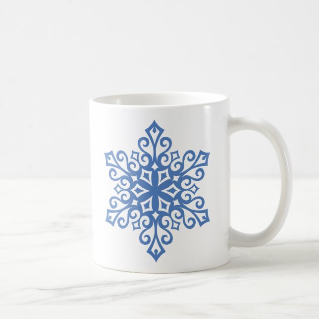Winter Blue Snowflakes Hot Chocolate Tasse (Rechts)
