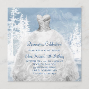 Winter Blue Snowflakes Quinceanera Einladungen