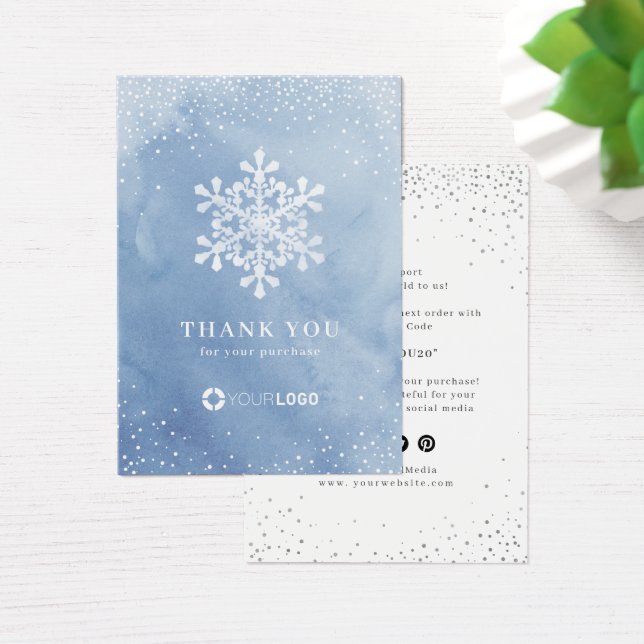 Winter Blue Snowflakes Weihnachten Danke Beilage (Schreibtisch)