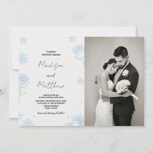 Winter Blue Snows Floral Wedding Einladungen Foto