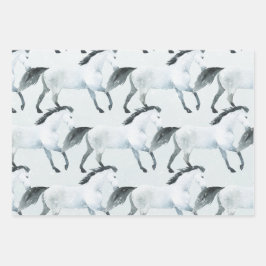 Winter Blue Snowy White Horse Geschenkpapier Set