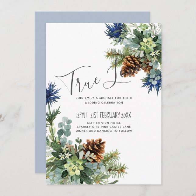 Winter Blue Thistle Eucalyptus Wedding Wonderland (Vorne/Hinten)
