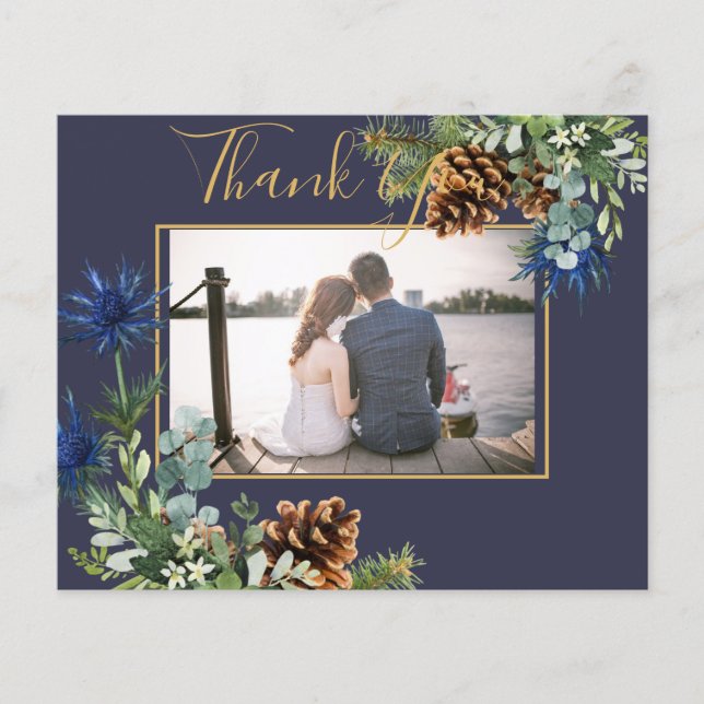 Winter Blue Thistle Eucalyptus Wedding Wonderland Flyer (Vorne)