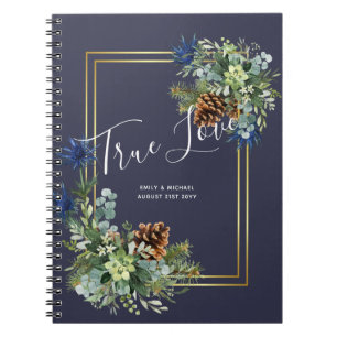 Winter Blue Thistle Eucalyptus Wedding Wonderland Notizblock
