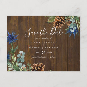 Winter Blue Thistle Eucalyptus Wedding Wonderland Postkarte