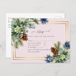 Winter Blue Thistle Eucalyptus Wedding Wonderland Postkarte