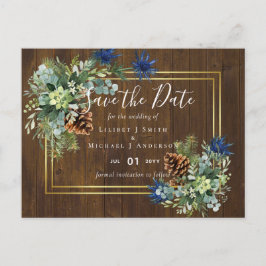 Winter Blue Thistle Eucalyptus Wedding Wonderland Postkarte