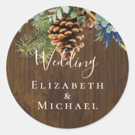 Winter Blue Thistle Eucalyptus Wedding Wonderland Runder Aufkleber