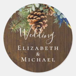 Winter Blue Thistle Eucalyptus Wedding Wonderland Runder Aufkleber