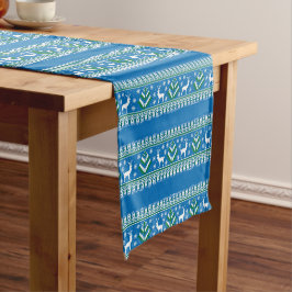 Winter Blue und Green Christmas Fair Isle Kurzer Tischläufer