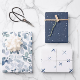 Winter Blue Watercolor Geschenkgutschein Wrap Set Geschenkpapier Set