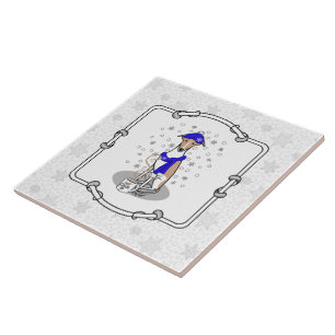 Winter Blue Whippet Snow Scarf - Fawn & white Nied Fliese