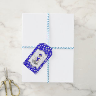 Winter Blue Whippet Snow Scarf - Fawn & white Nied Geschenkanhänger