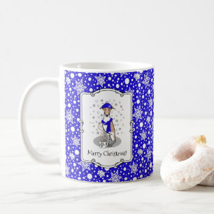 Winter Blue Whippet Snow Scarf - Fawn & white Nied Kaffeetasse