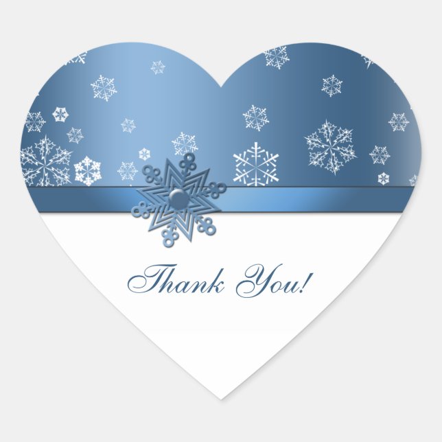 Winter Blue & White Snowflake Danke Stickers (Vorderseite)