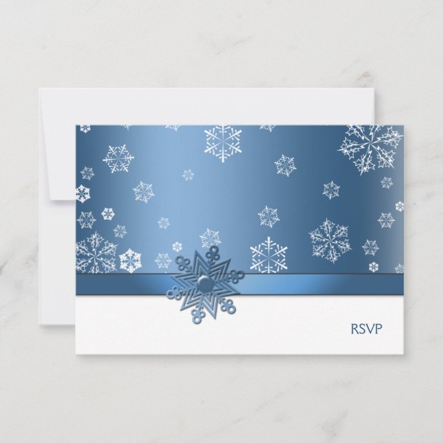Winter Blue & White Snowflake RSVP Cards (Vorderseite)