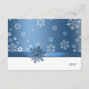 Winter Blue & White Snowflake RSVP Cards Karte