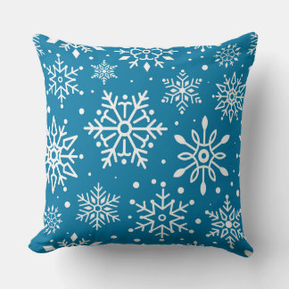 Winter Blue White Snowflakes Weihnachten Kissen