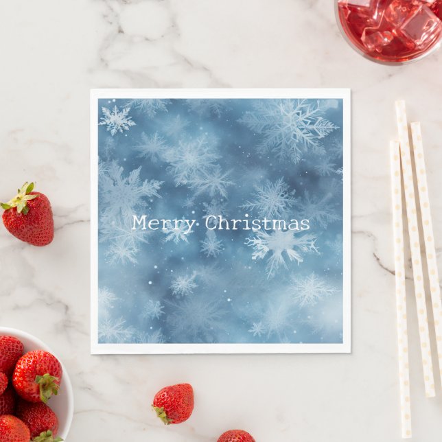 Winter Blue White Snowflakes Weihnachten Serviette (Beispiel)