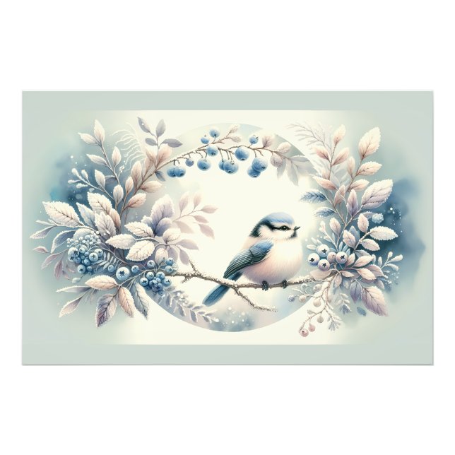 Winter Bluebird Berry Wreath Fotodruck (Vorne)