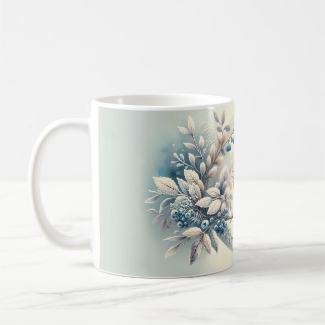 Winter Bluebird Berry Wreath Kaffeetasse (Links)