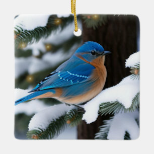 Winter Bluebird Keramikornament