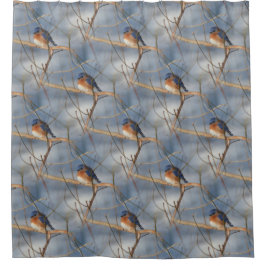 Winter Bluebird Naturel Art Muster Duschvorhang