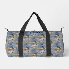 Winter Bluebird Tiermuster Personalisiert Duffle Bag