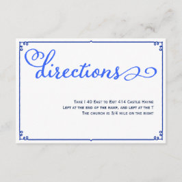 Winter Blues Calligraphy Wedding Directions Card Begleitkarte