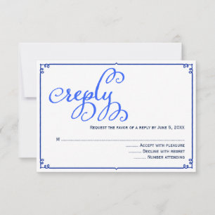 Winter Blues Calligraphy Wedding Reply Card RSVP Karte