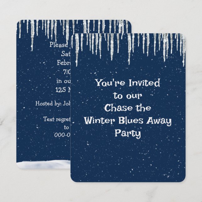 Winter-Blues-Party Einladung (Vorne/Hinten)