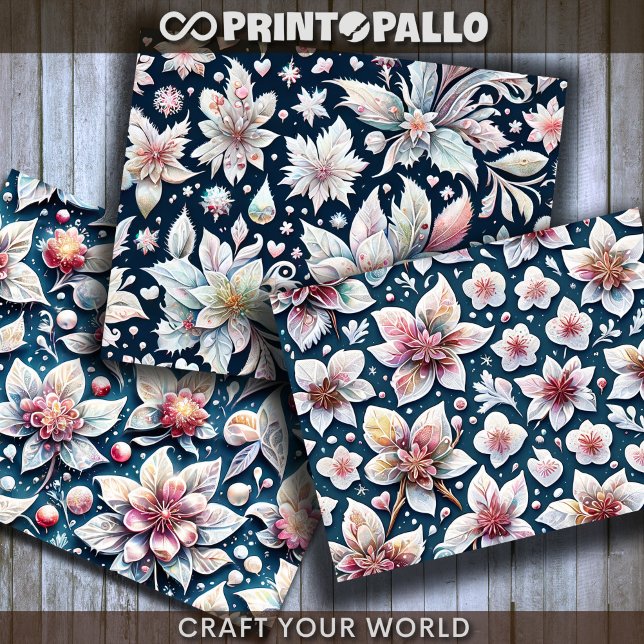 Winter-Blume auf schwarzem Grund für Entkopplung Geschenkpapier Set (Von Creator hochgeladen)