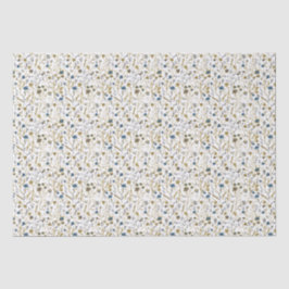Winter Blume Gold Blue Seidenpapier