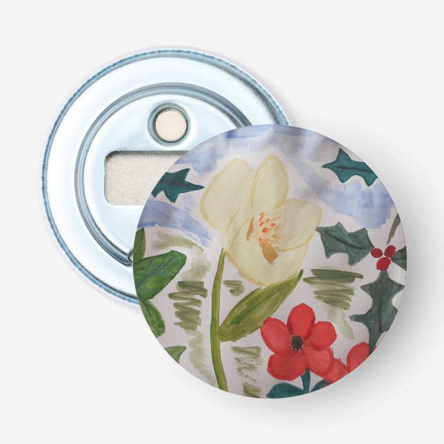 Winter Blume & Holly Bottle Opener Flaschenöffner (Vorderseite)