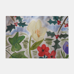 Winter Blume & Holly Door Mat Fußmatte