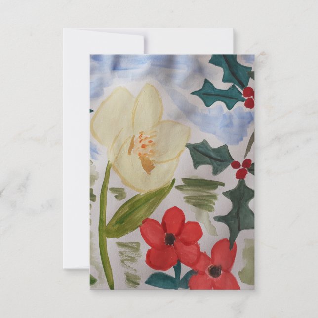 Winter-Blume & Holly-Flat-Card Karte (Vorderseite)