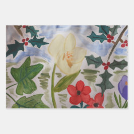 Winter Blume & Holly Geschenkpapier Set
