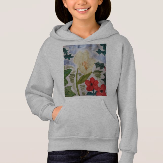 Winter Blume & Holly Hoodie (Vorderseite)